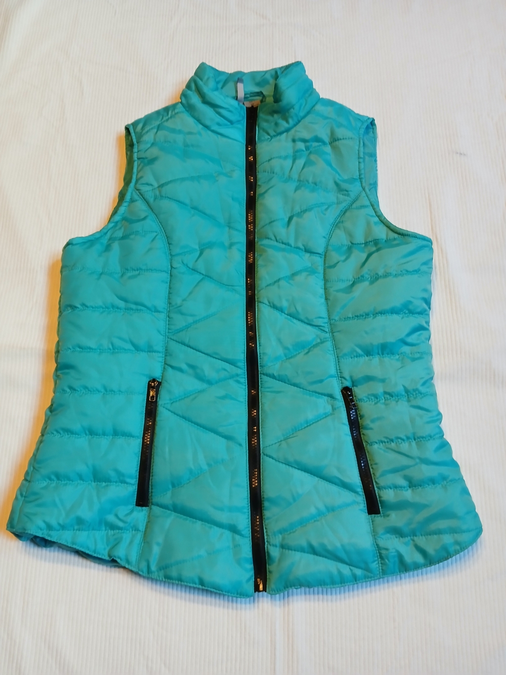 New Directions Quilted Puffer Vest Women's Zip Front Teal Size Large NWOT